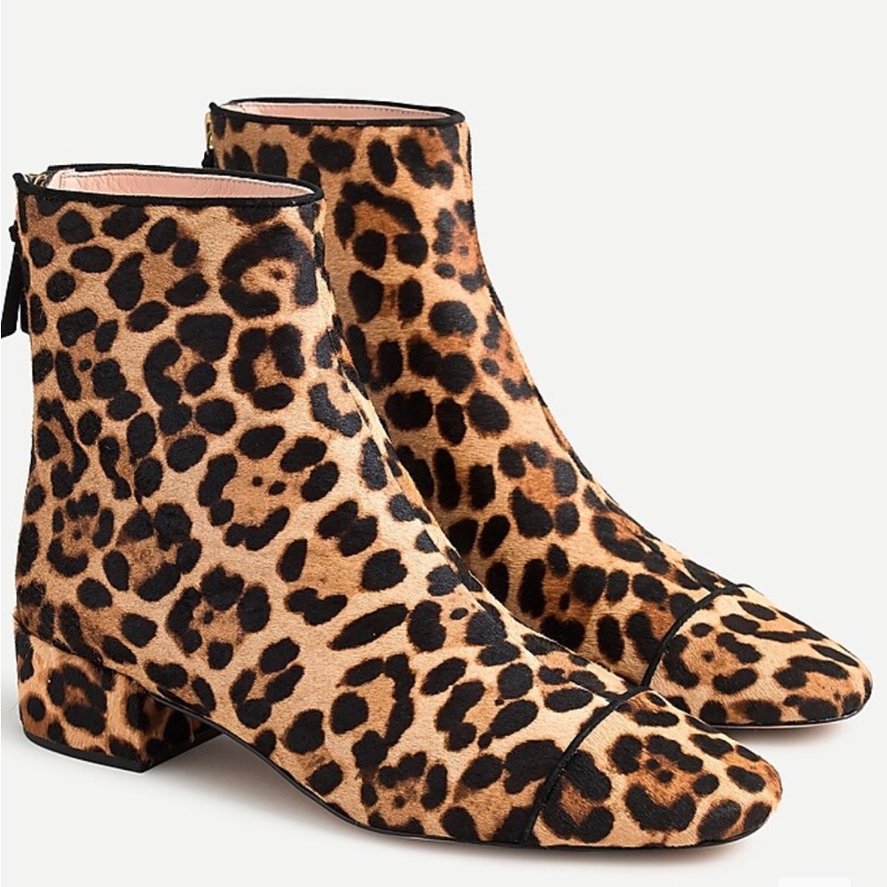 NWT J.Crew Roxie cap-toe ankle boots in calf hair Size 7